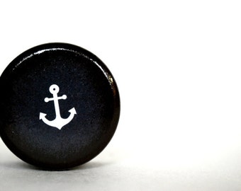 Anchor Pill Box, Small Pill Box, Anchors Away, Sailor, Nautical, Ocean, Navy Blue Wooden Boxes , Ring Box, wedding ring box, tooth fairy box