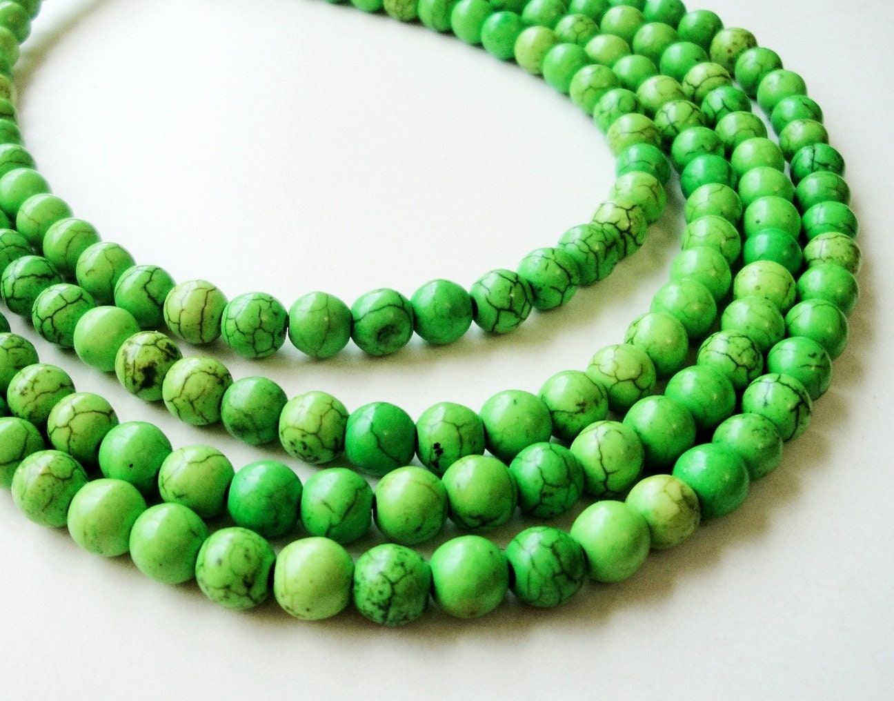 Green Howlite Beads Light Green Gemstone Beads by BijiBijoux