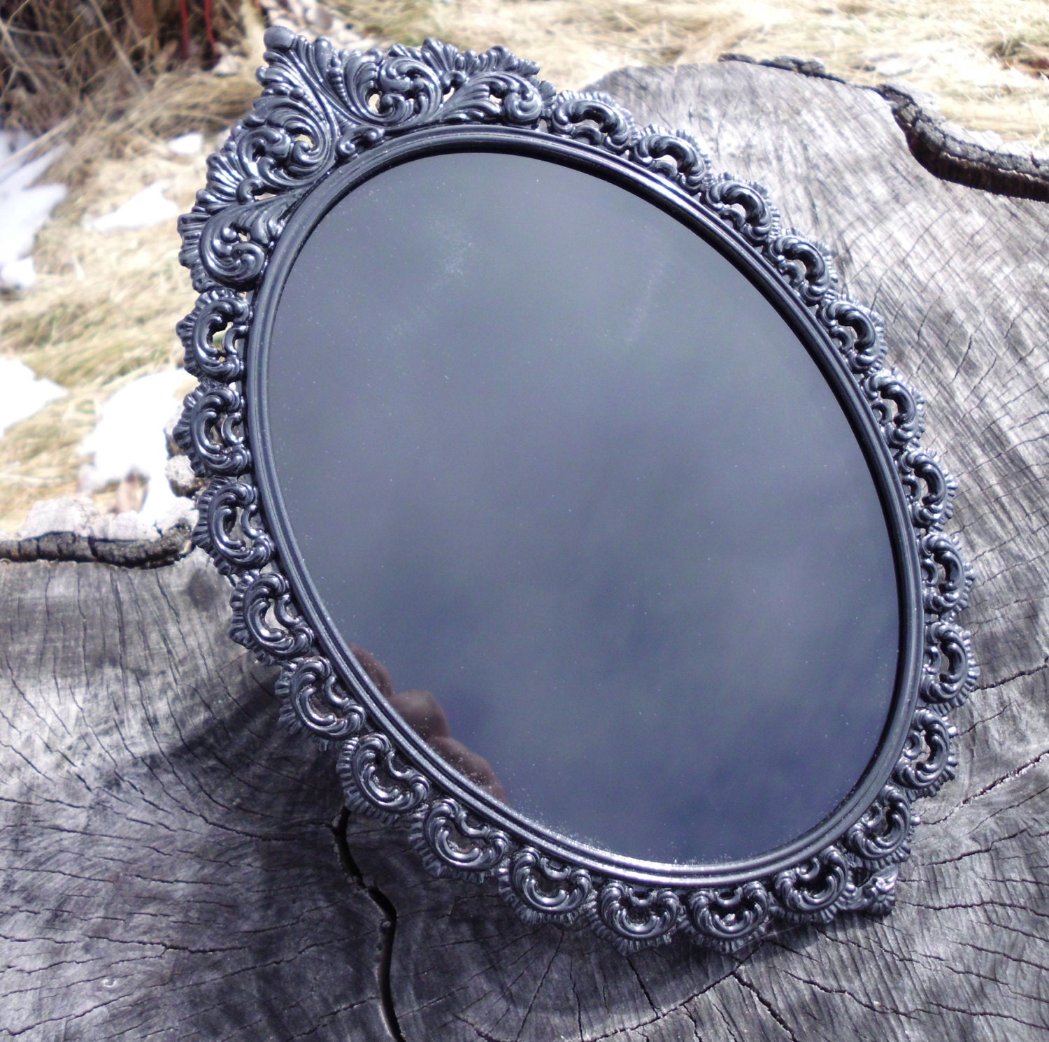 Scrying Mirror Black Mirror Vintage Divination Gazing