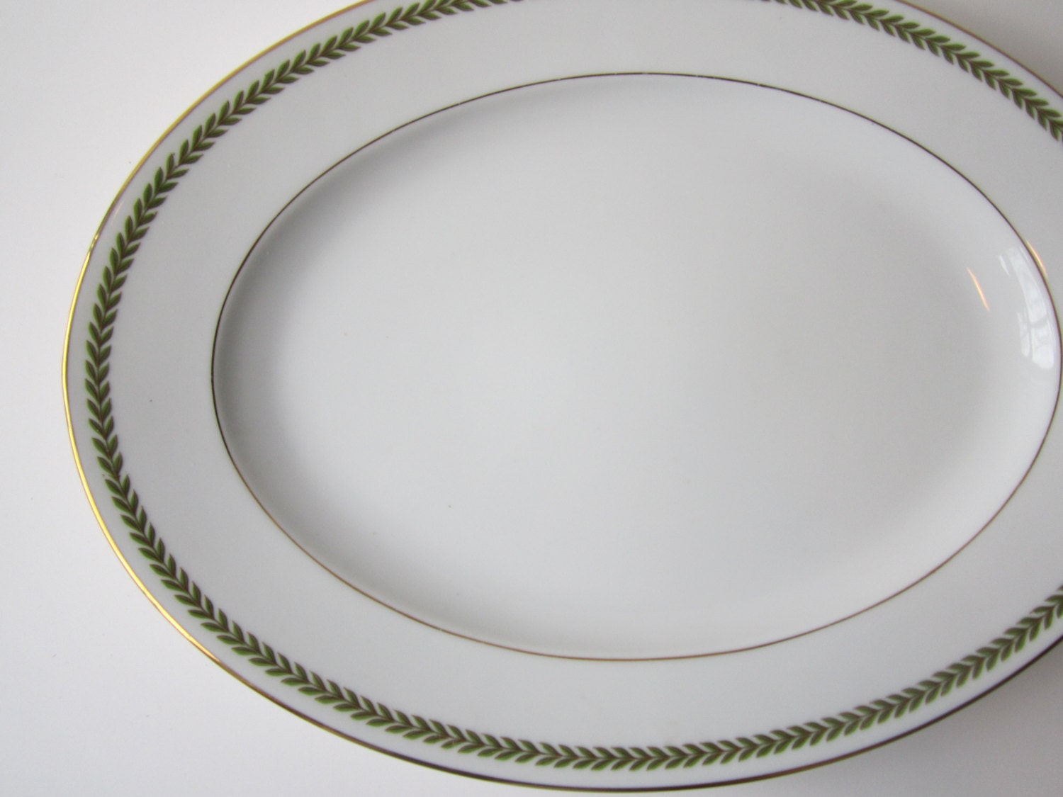 Vintage Arhenfeldt Limoges Green Gold Laurel Serving Platter Haute Juice