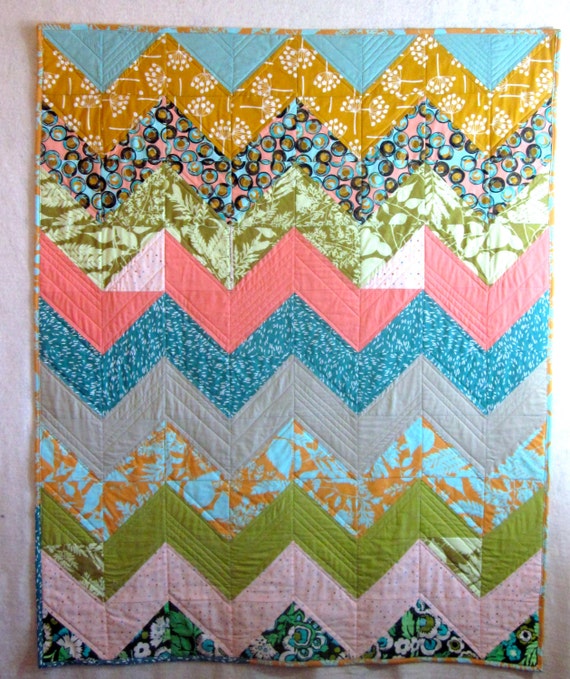 Chevron Zig Zag Modern Baby Quilt by NancyJoStudio on Etsy