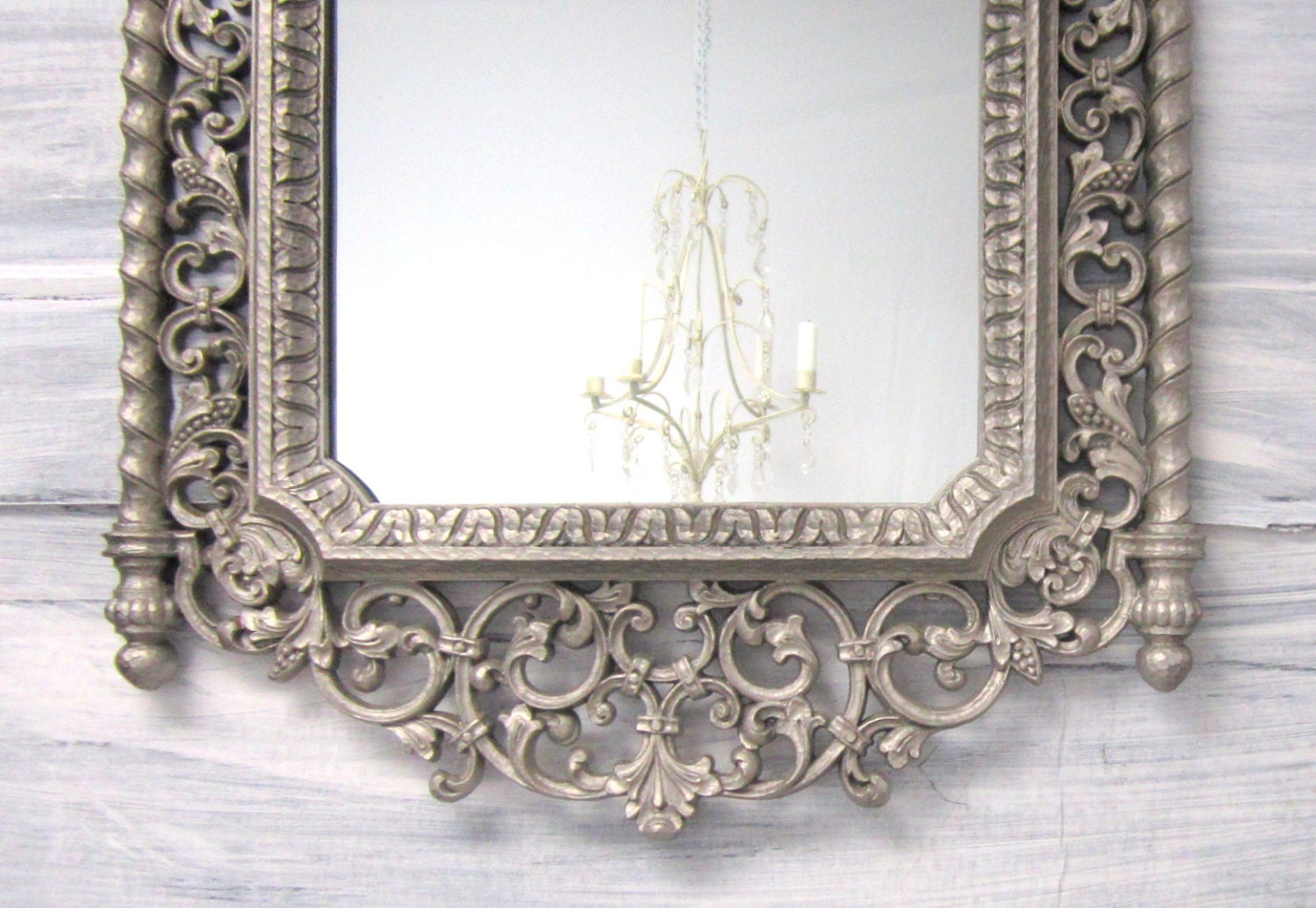 DECORATIVE VINTAGE MIRRORS For Sale Silver Framed Mirror