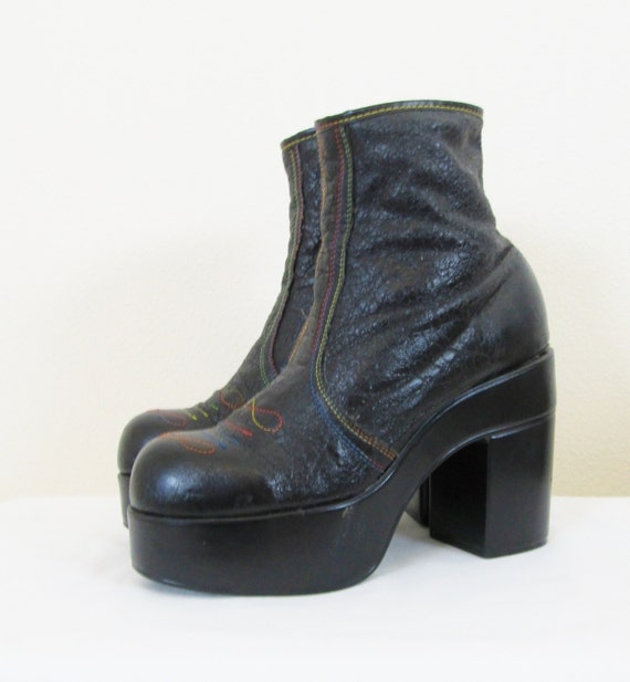 Vintage 1970's Black ELTON JOHN Platform Boots / Men's