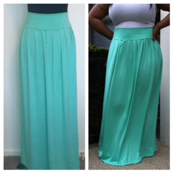 Mint Green Pleated Maxi Skirt 5476