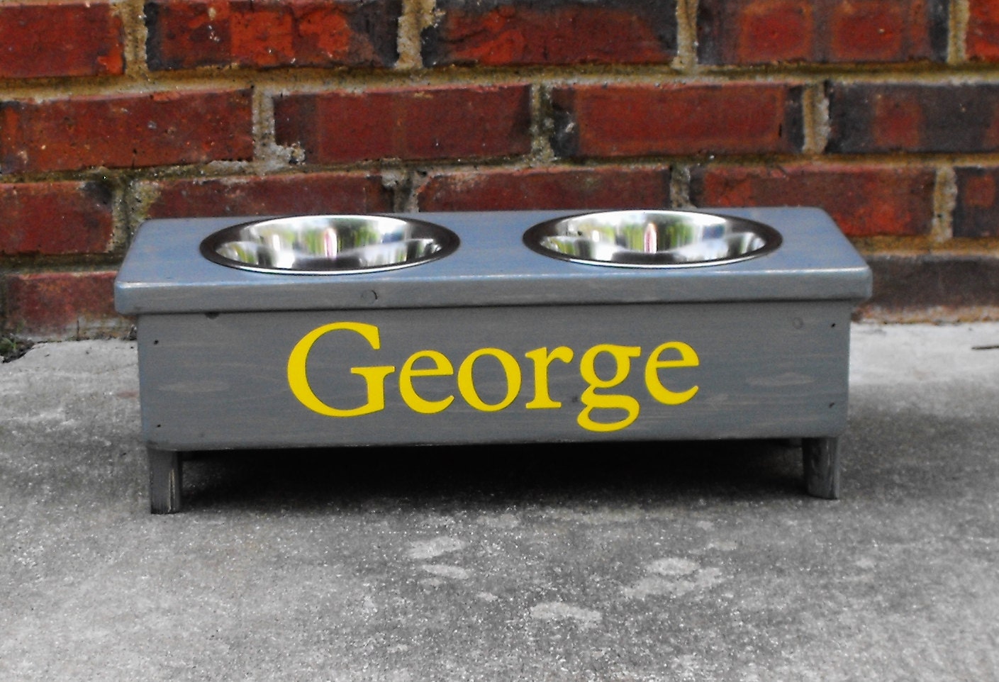 Dog Bowl Stand Personalized with Shabby by TurquoiseWoodWorks