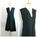 RESERVED - 1970s Dress / sheath dress / v neck / shift dress / 70s secretary dress / shift dress / womens black dress / medium large