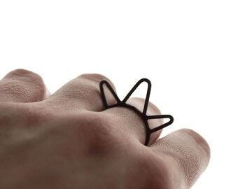 Oxidized Sterling Spiked Funk Ring - Made to Order