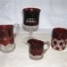 4 Vintage Pieces Ruby Stained Glass Pitchers Goblet 1890's to 1910's