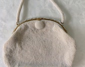 1950s Handbags, Purses, and Evening Bag Styles Vintage White bead Pearl Handbag $20.00 AT vintagedancer.com
