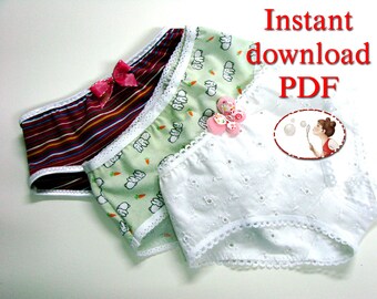 Sewing pattern for girls panties, underwear pattern, toddler panties, pdf pattern, baby undies, diy kids underwear, instant download pdf