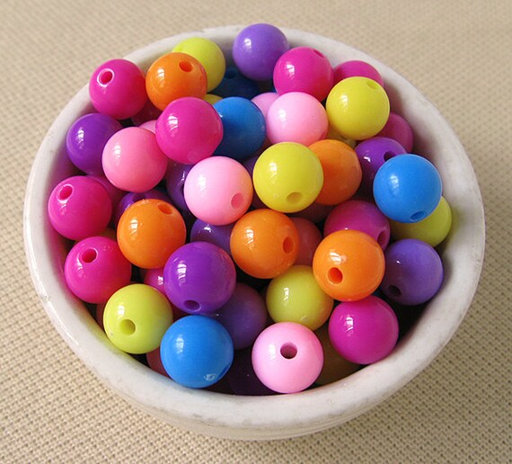 40pcs of Acrylic 10mm Bubble Gum Beads Mix Colors by sl313star