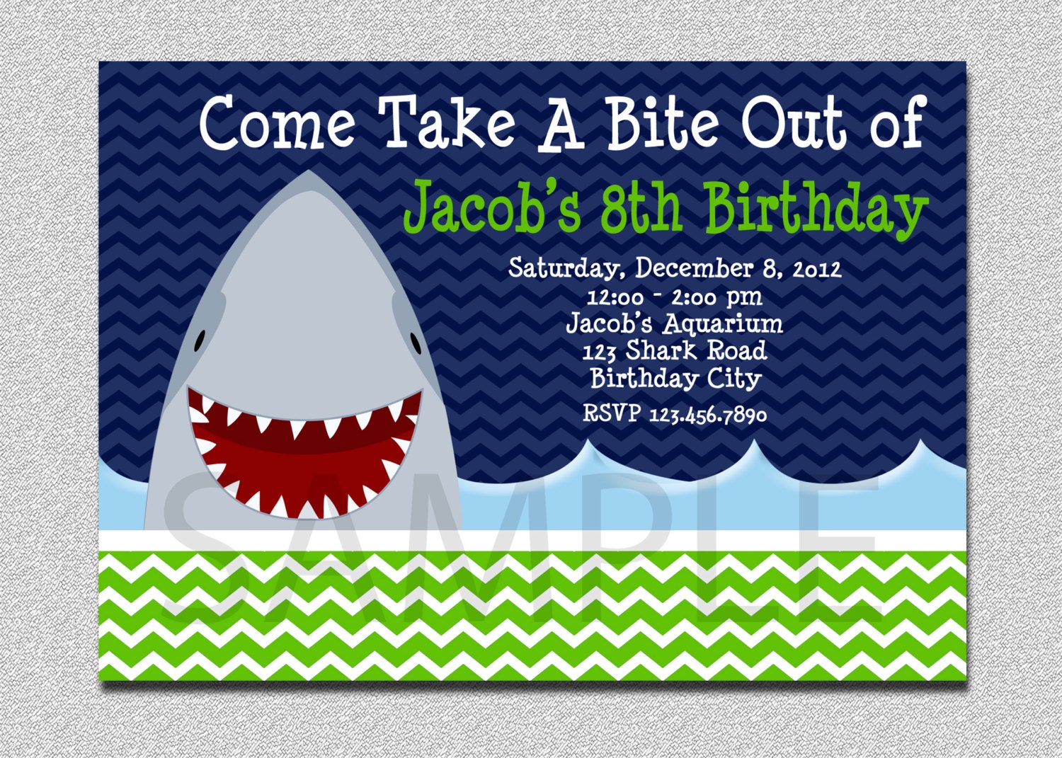 Shark Birthday Party Invitations 4