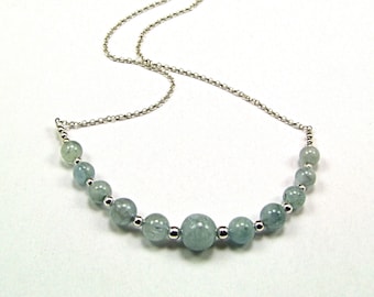 Aquamarine on Sterling Silver Necklace - N539