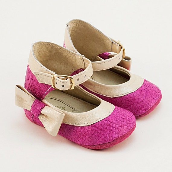 Items similar to Baby shoes from pink fish leather on Etsy