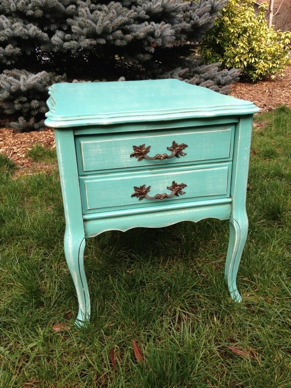 Aqua Blue French Provincial Nightstand / Dresser / Boutique