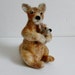 Kangaroo with joey needle felted animal fiber art sculpture