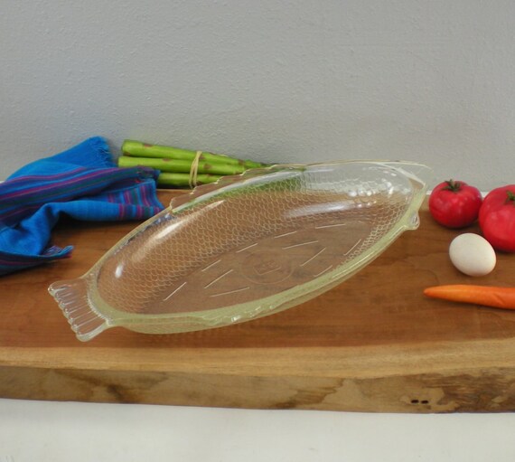 Glasbake Fish Shaped Bakeware Casserole Poacher Glass