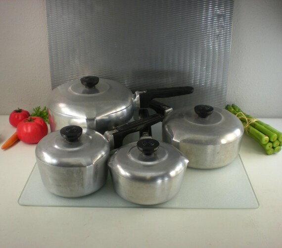 4 Set Wagner Ware Magnalite Aluminum Cookware 1 11/2 2 4
