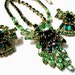 Vintage Sparkling Green Light Dark Rhinestones Necklace Choker and Earrings Set