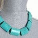 TURQUOISE Necklace stone blue silver western metal boho teal birthday for her big large beaded chunky stone rectangle strand