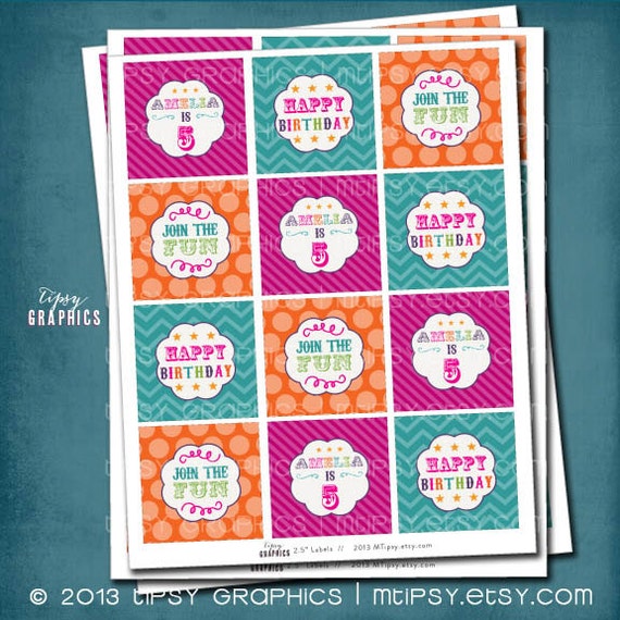 Join the Fun. Circus Party Circles by Tipsy Graphics. Printable File. Cupcake Toppers or Favor Tags Il_570xn