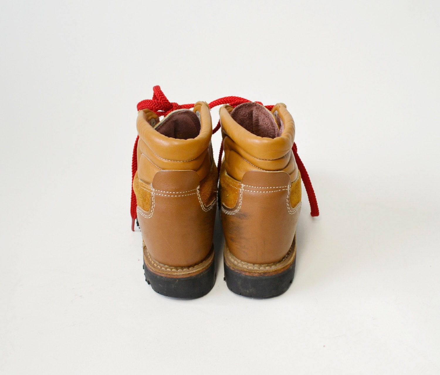 tan hiking boots red laces