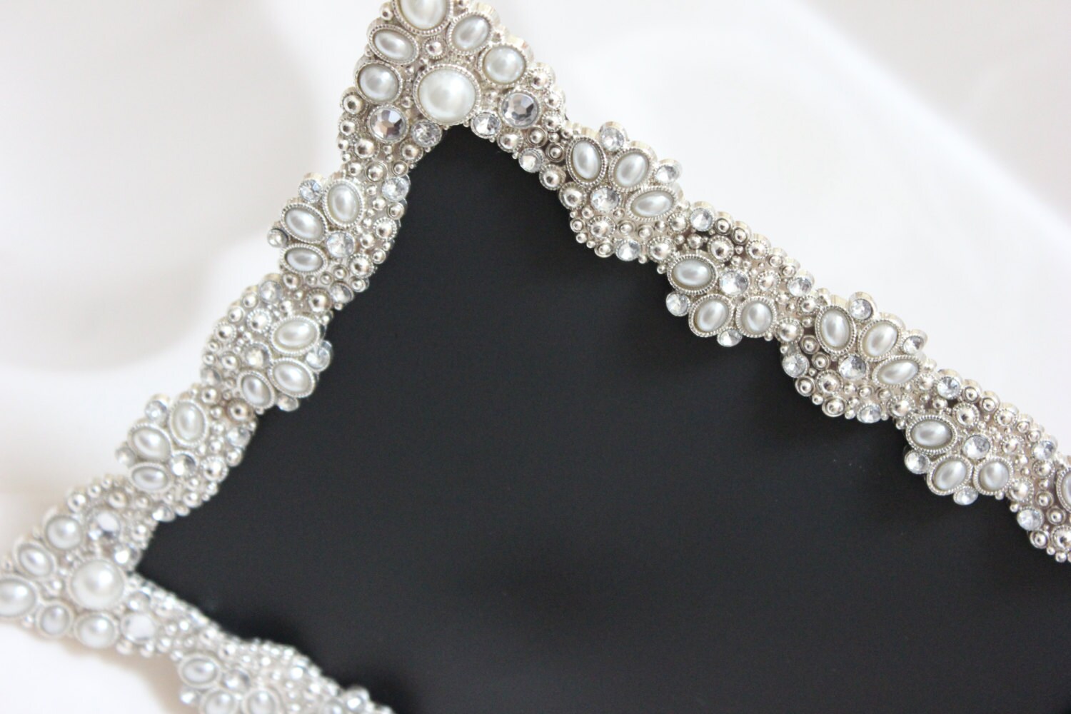 4 Large Vintage Style JEWELED RHINESTONE FRAME Bling Silver