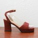 Vintage 60s 70s Suede Platform Sandals 6-6 1/2