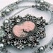 Beaded Lanyard ID Badge Holder Victorian Cameo roses floral flower teacher lariat pink FREE SHIPPING