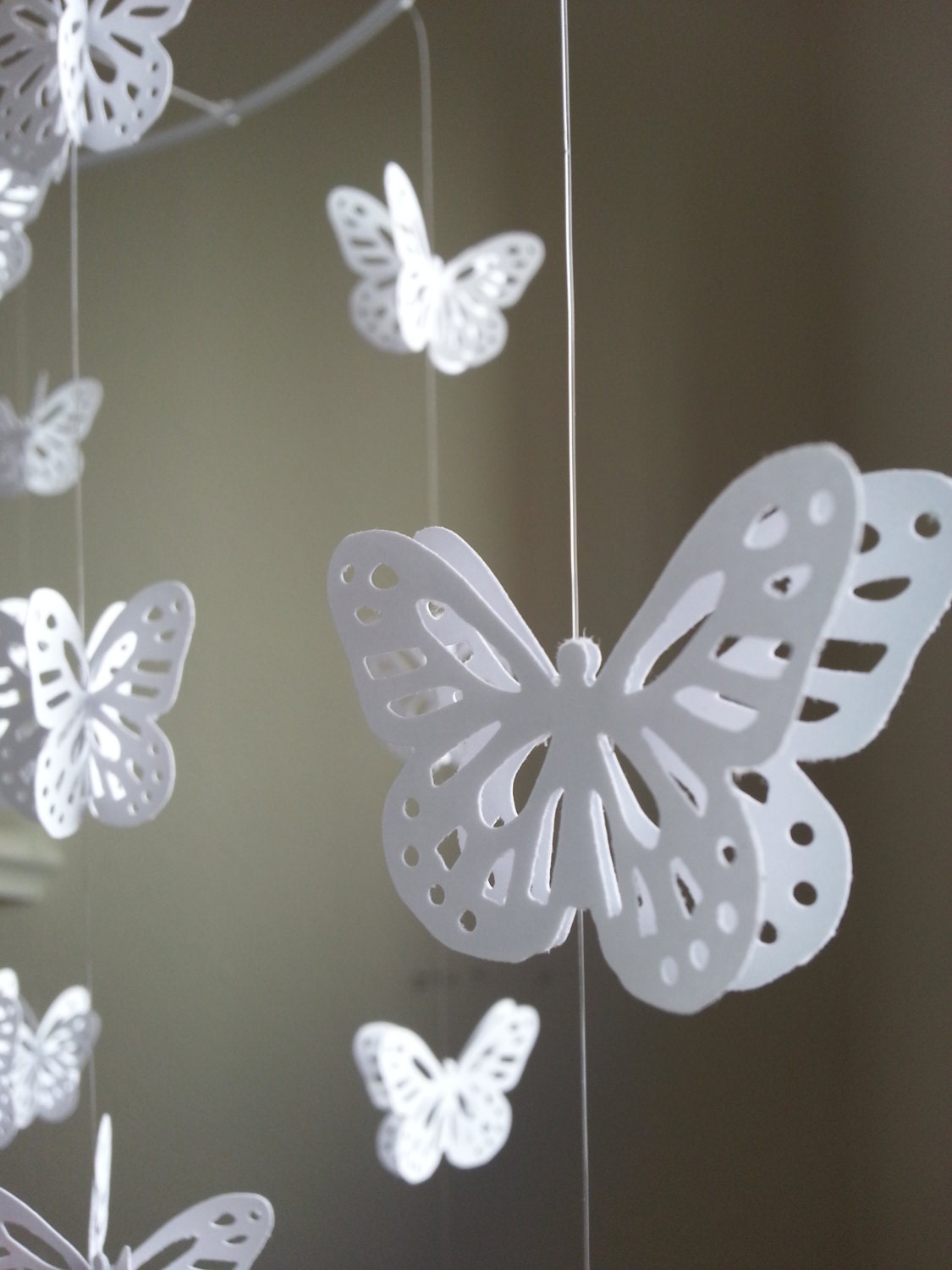 Butterfly Baby Mobile White Butterfly Mobile 14 inch