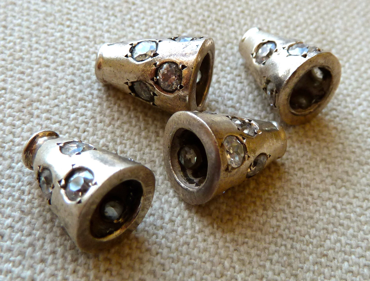 Sterling Silver Bead Cones with Cubic Zirconias 13mm