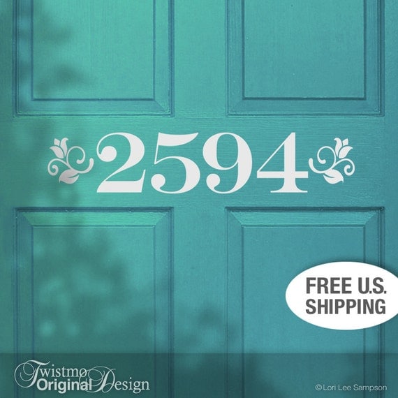 Custom House Number Removable Vinyl Door Decal in by Twistmo