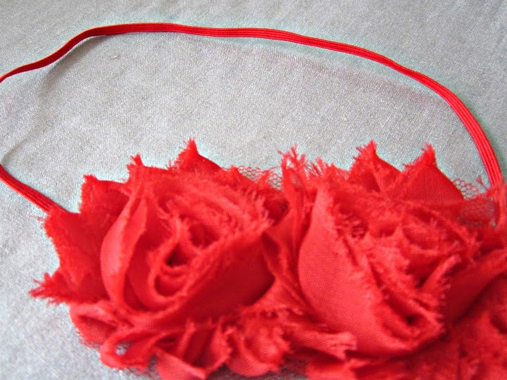 Rose Headband in Red by crocodilecrunch on Etsy