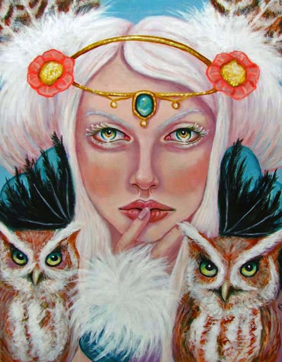 Items similar to Sidhe Owls fairy pagan 11x14 fine art print on Etsy