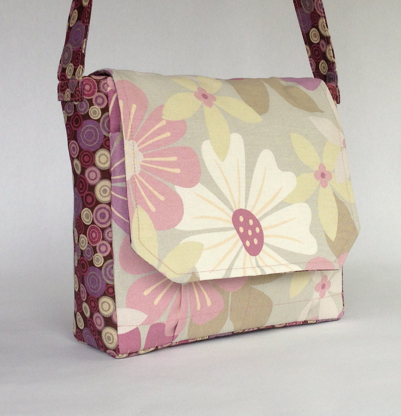 canvas purse lavender light purple flowers with 8 by knoxmtnbags