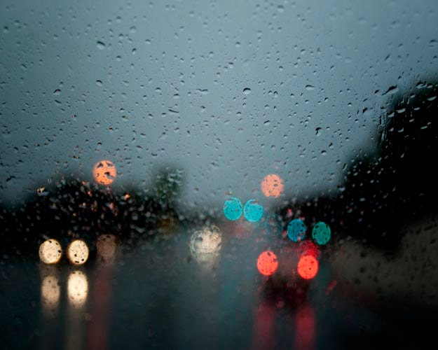Items similar to Rainy Day Photograph Bokeh Lights, Rain Drops, Dark ...
