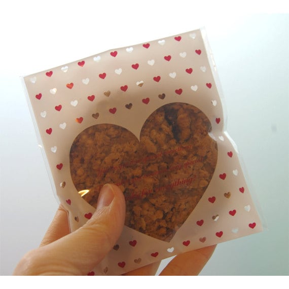 Items similar to Red Heart Cellophane Bags 20bags 10 x 11 cm (bg001