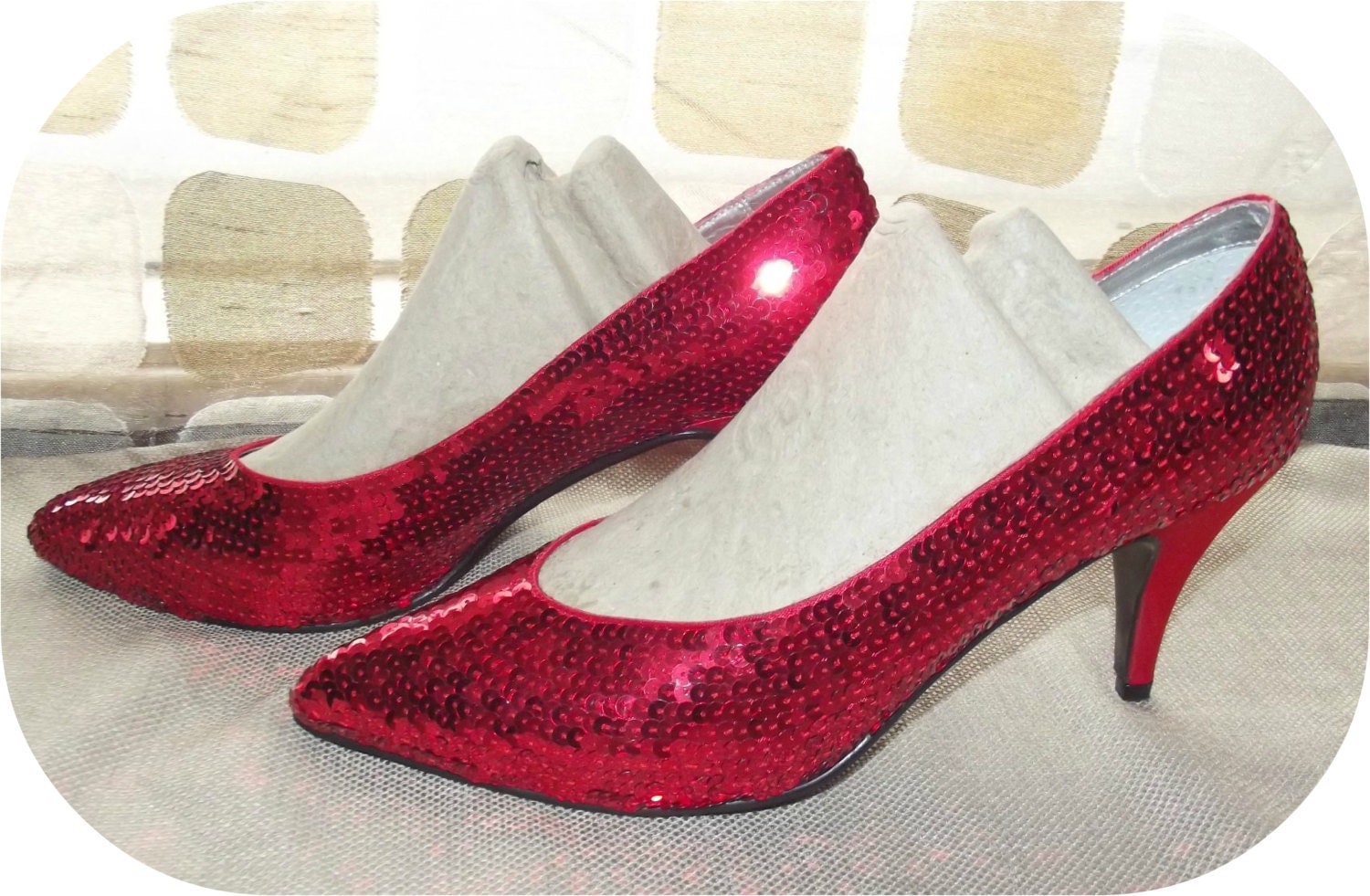 red sequin shoes heels