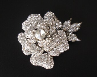 Bridal Rhinestone Flower Attached to an Alligator Clip - Ready to ship in 1 week