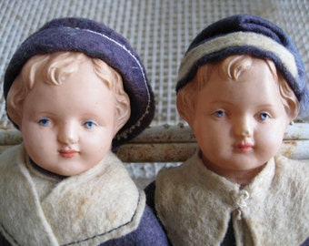 Antique Pair French Sailor Dolls