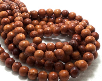 Bayong Wood, 8mm, Round, Smooth, Small, Natural Wood Beads, 16 Inch Strand - ID 1379