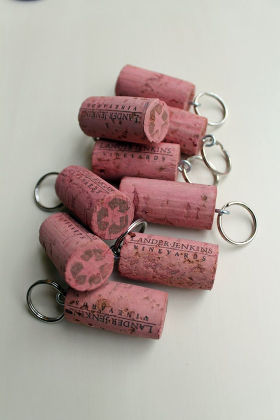 Keychain Party Favors Wine Cork Favors Pink Wedding Favors