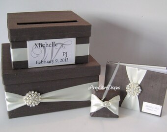 Wedding Card Box and Guest Book Pen Set Custom Made Blush