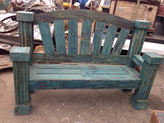 Items similar to Reclaimed distressed ocean wood large garden bench on Etsy