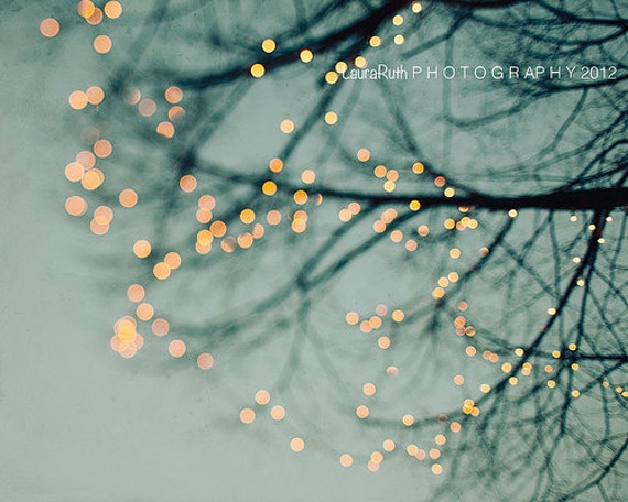 Tree Lights Photography - (Blue, Ivory, Black) - Holiday Photography, Tree, branches, Home Decor - "Lights"