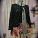 Bohemian Crochet Sweater, black sweater, altered tattered hem ruffles, natural earthy earth tones, 16W XL