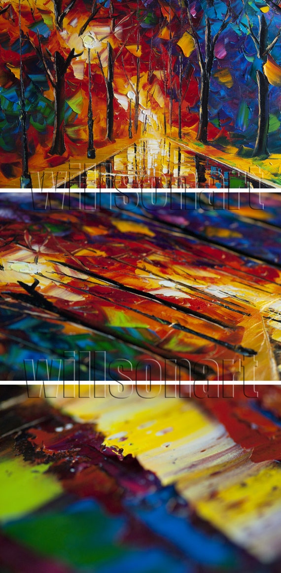 Original Textured Palette Knife Landscape Painting Oil on