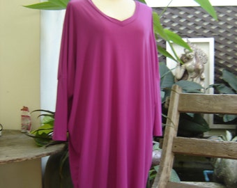 M-XL Soft Spandex V neck Comfy Tunic - Violet