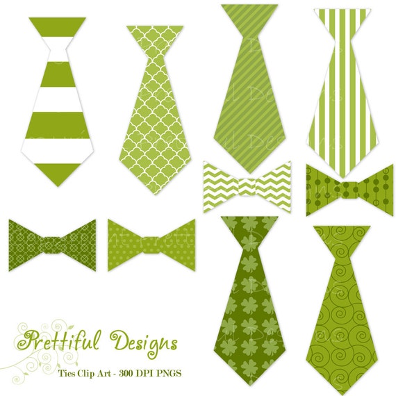 50% OFF SALE St. Patrick's Day Tie and Bow Tie Clip Art - Personal or Commercial Use - Leprechaun (524) Il_570xn