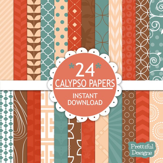35% OFF SALE Digital Paper Pack - Personal and Commercial Use - Calypso (563) Il_570xn